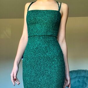 Emerald Sparkly Green Fishtail Homecoming/Prom Dress